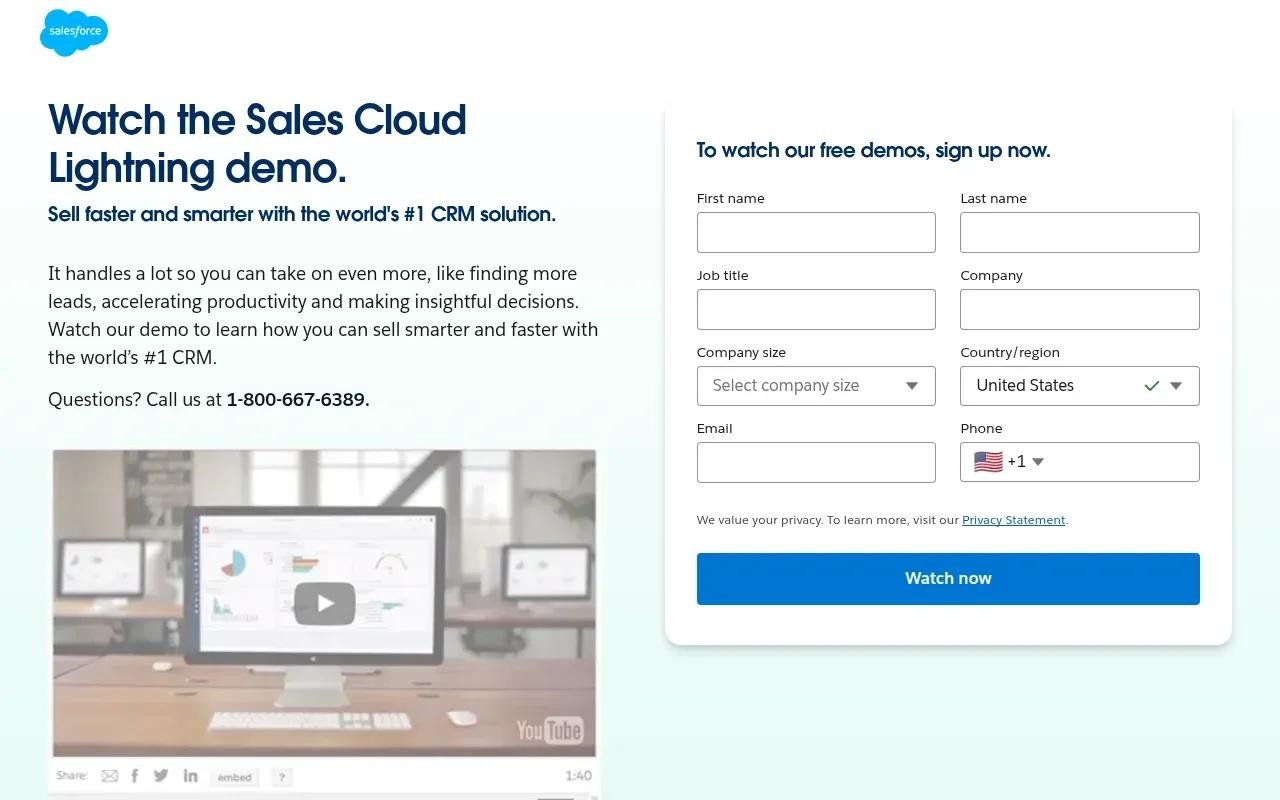 Screenshot of the Salesforce Sales Cloud website