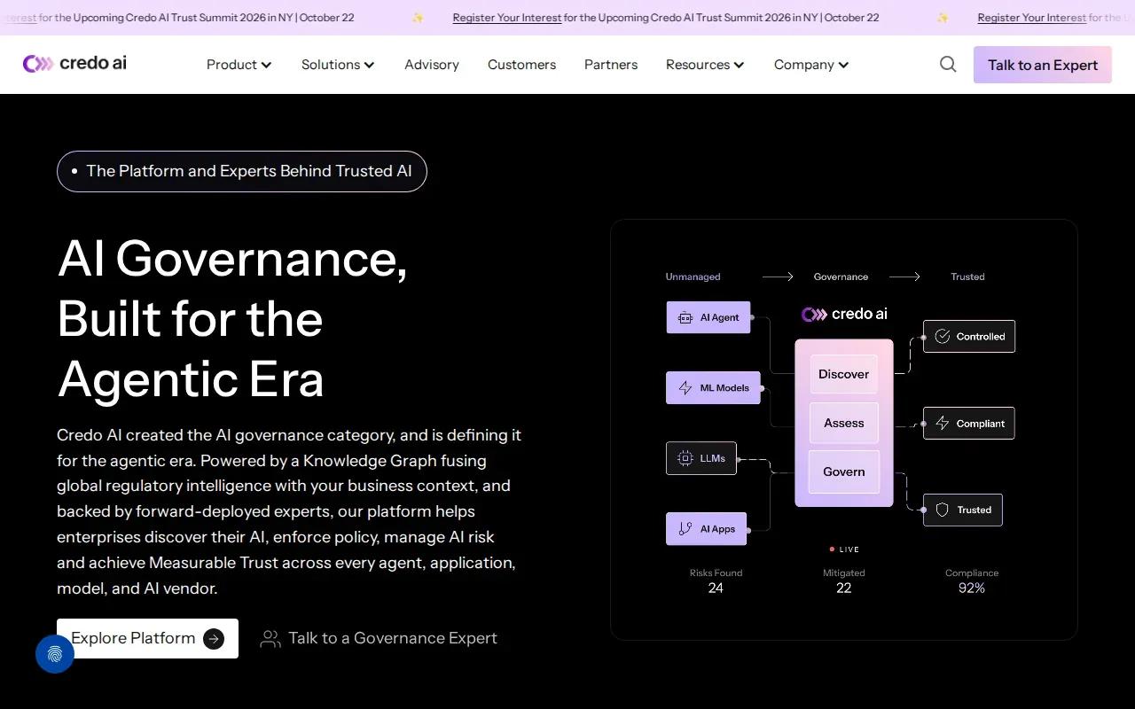 Screenshot of the Credo AI website