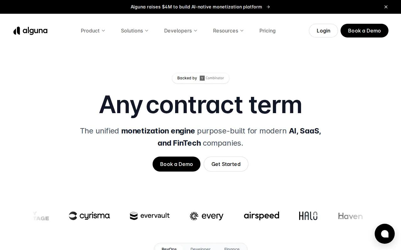 Screenshot of the Alguna website