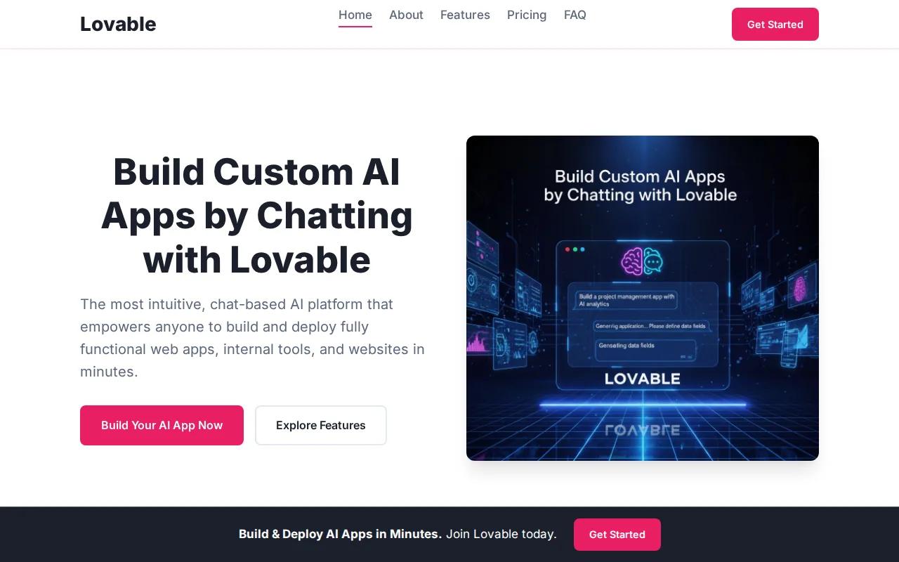 Screenshot of the Lovable website