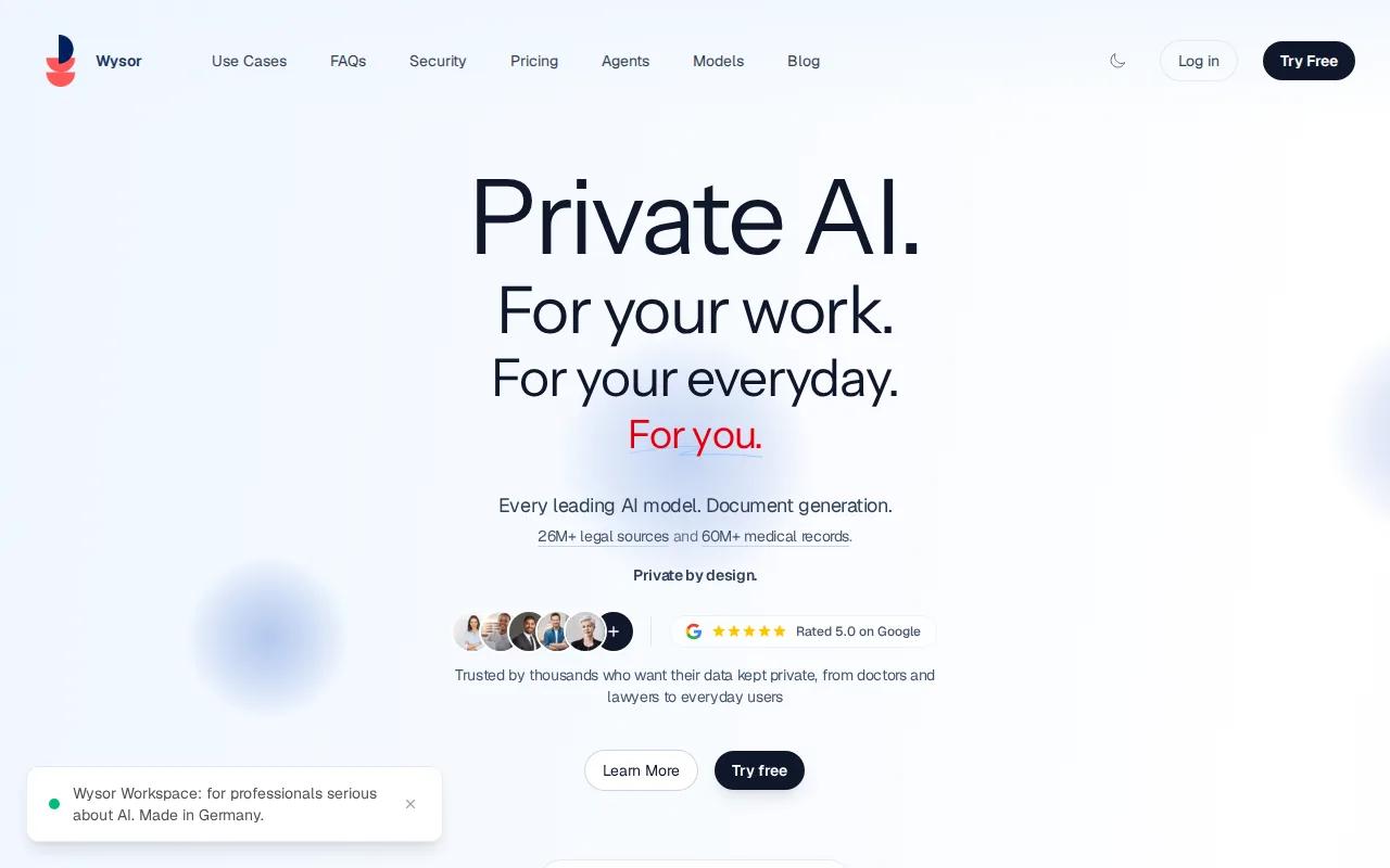 Wysor: visual reference for 4. Wysor — Privacy‑first AI platform for regulated teams