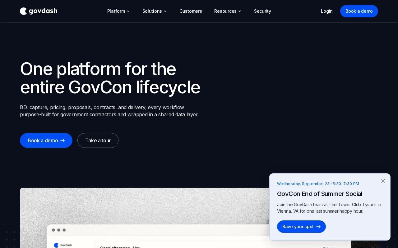 Screenshot of the GovDash website