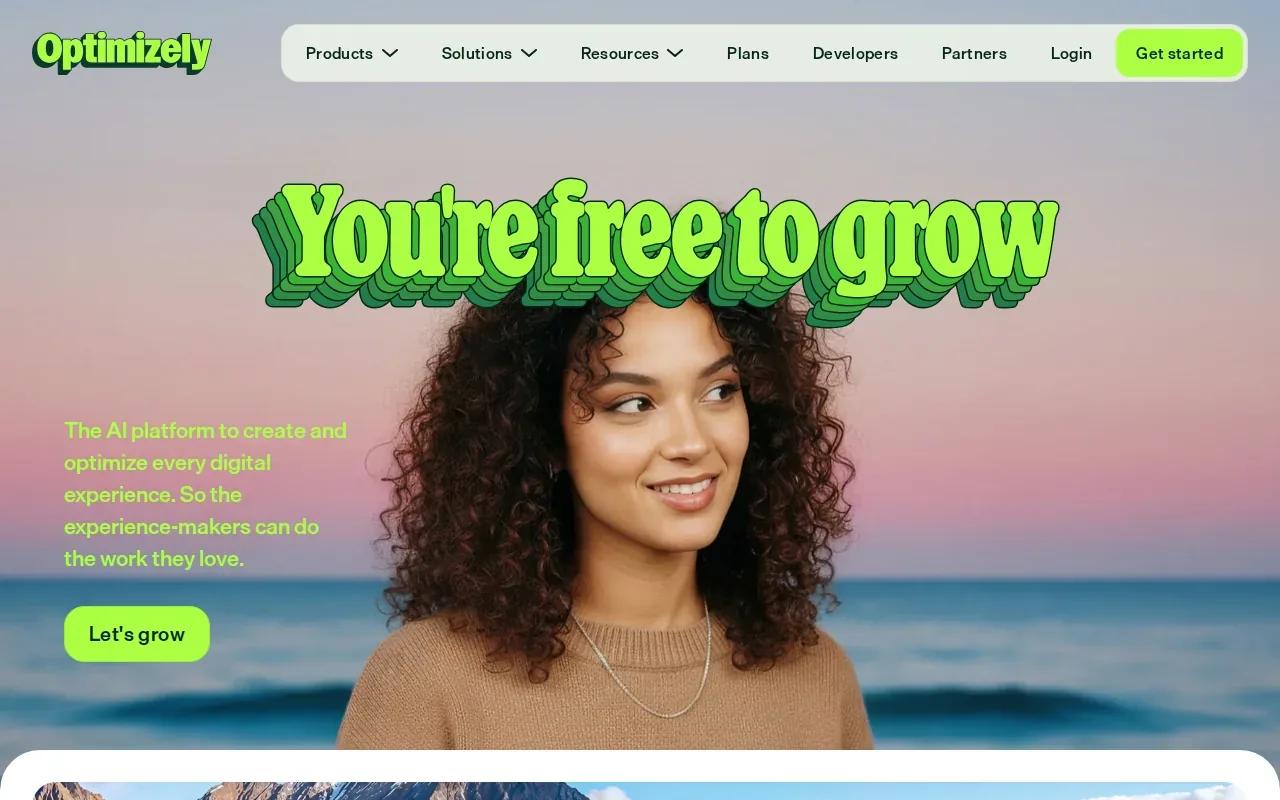 Screenshot of the Optimizely website