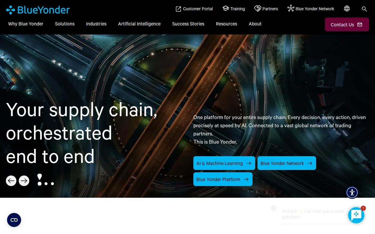 Screenshot of the Blue Yonder website