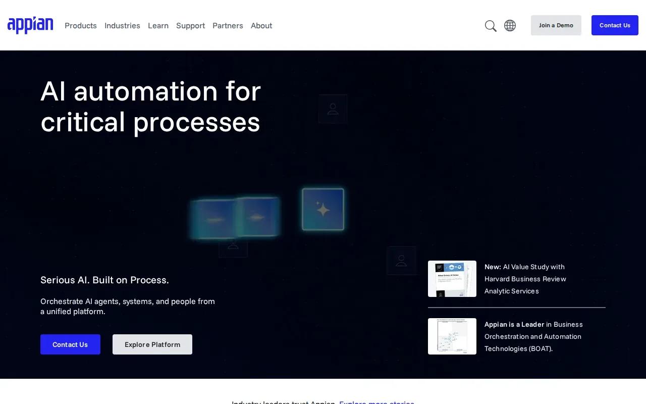 Screenshot of the Appian website