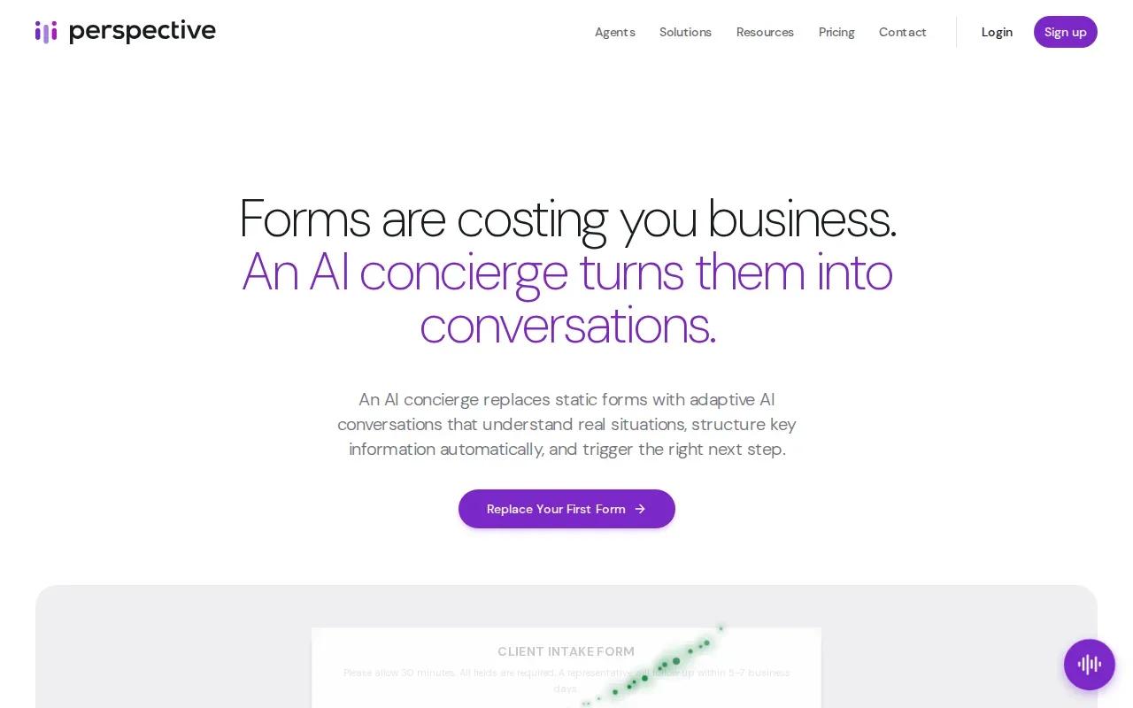Screenshot of the Perspective AI website