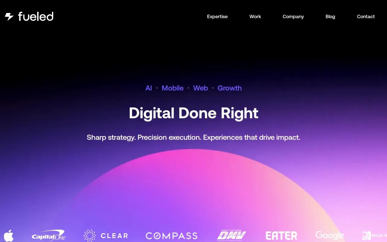 Screenshot of the Fueled website