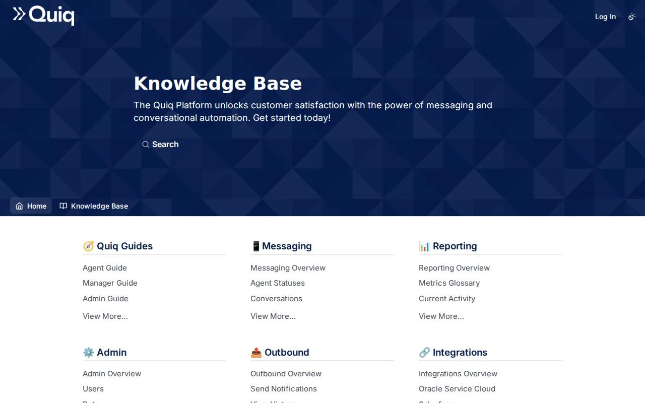 Screenshot of the Quiq website