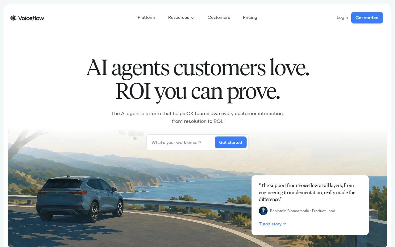 Screenshot of the Voiceflow website