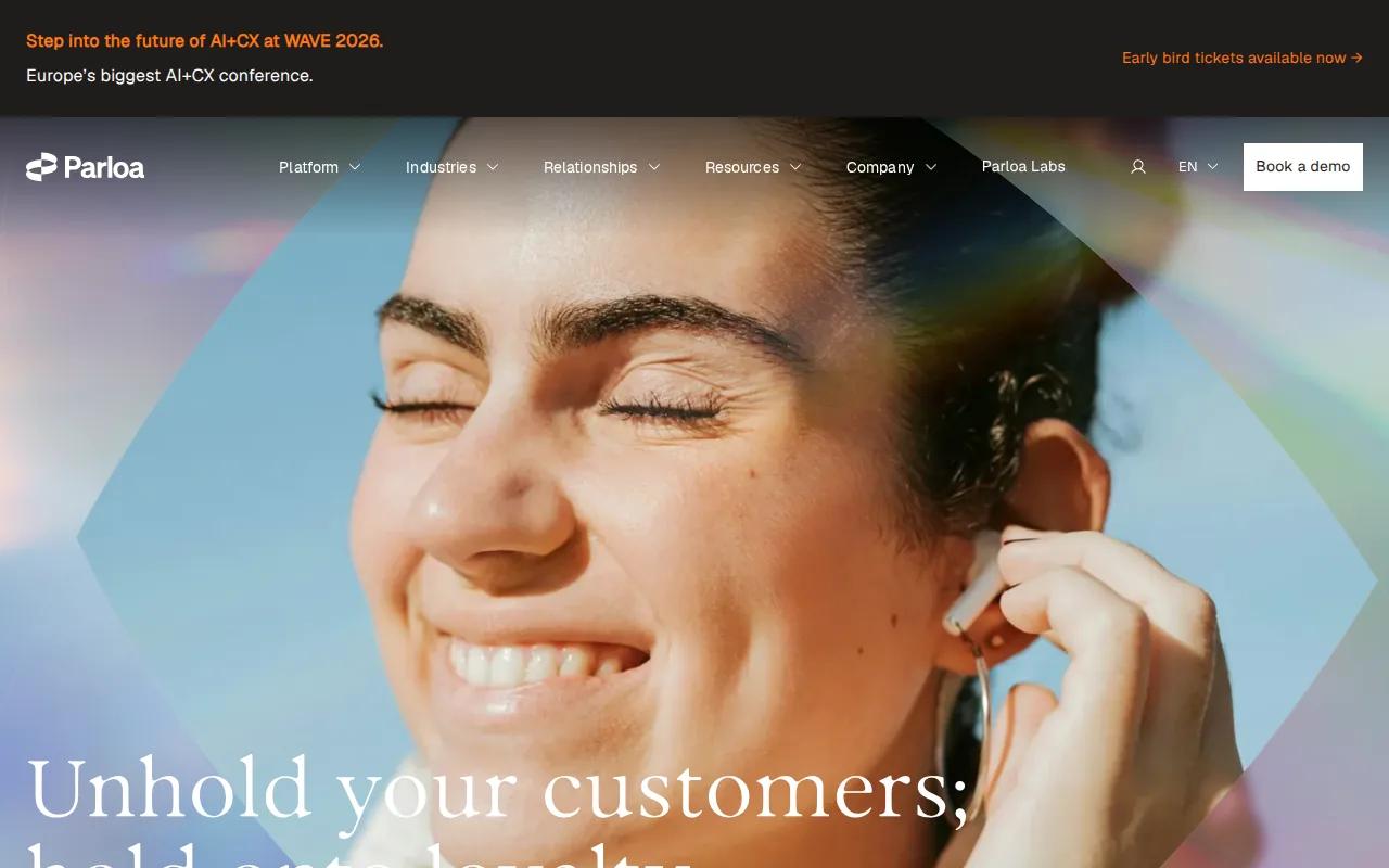 Screenshot of the Parloa website