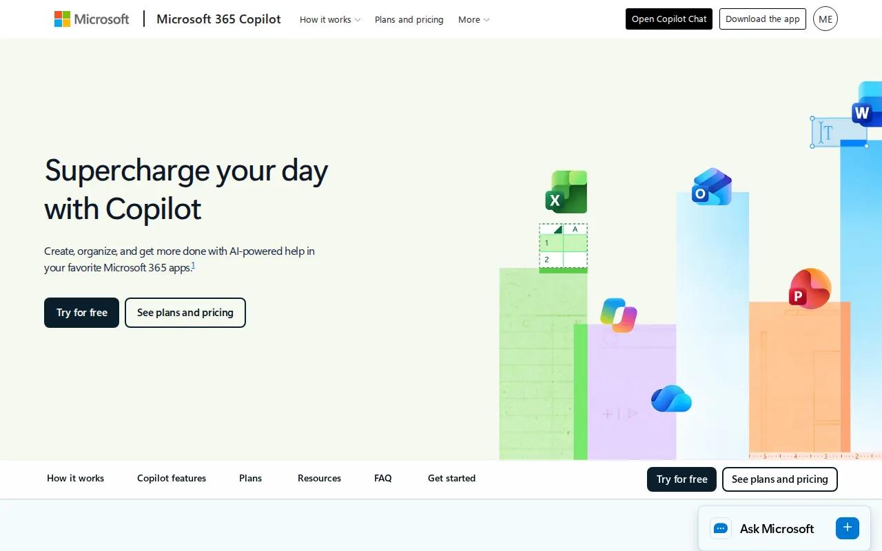 Screenshot of the Microsoft Copilot website