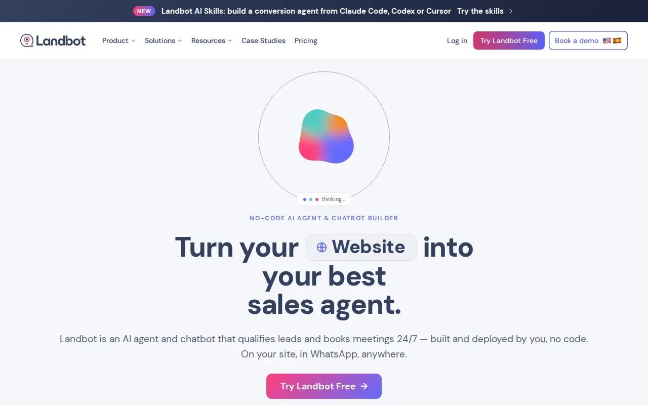 Screenshot of the Landbot website