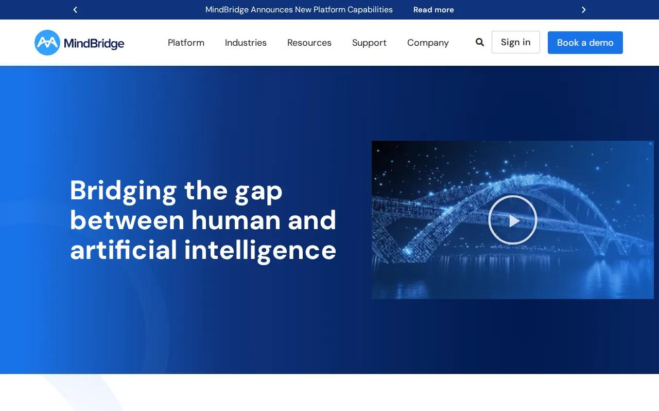 Screenshot of the MindBridge website