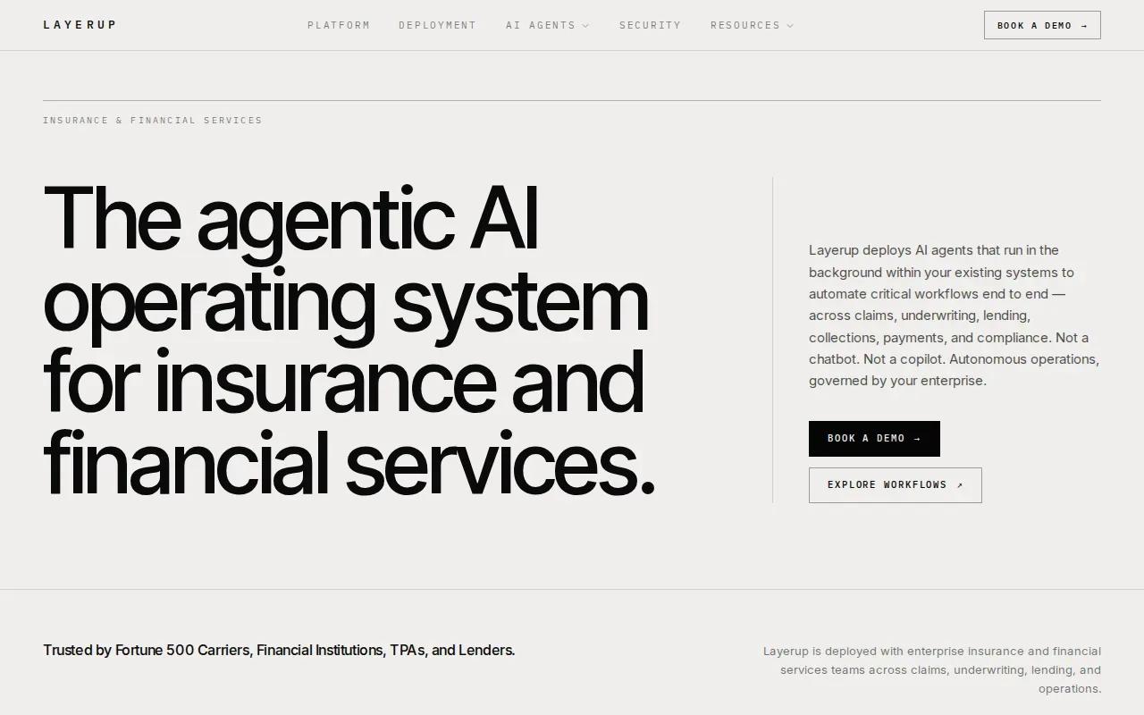 Screenshot of the Layerup website