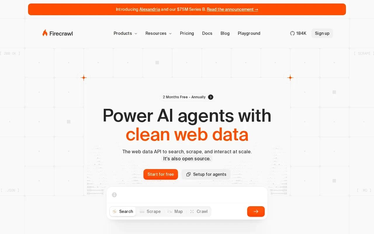 Screenshot of the Firecrawl website