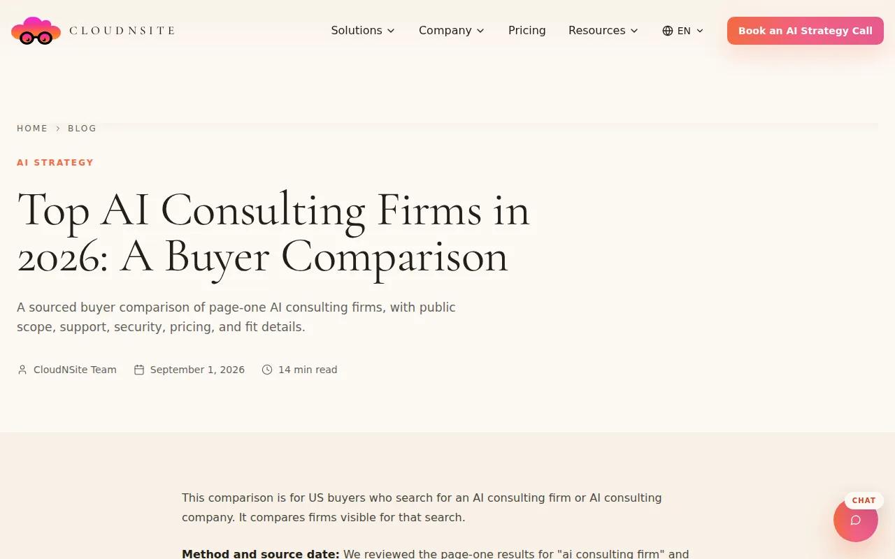 Screenshot of the CloudNSite website