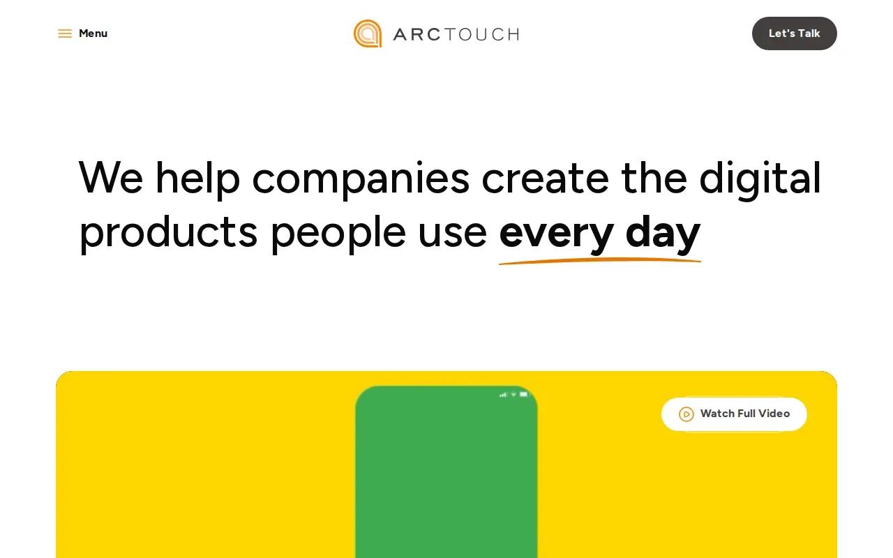 Screenshot of the ArcTouch website