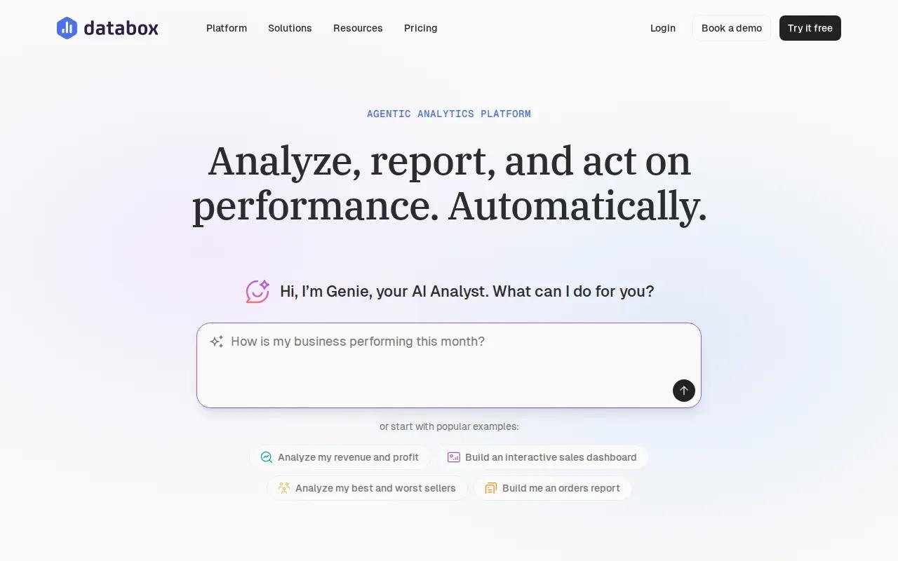 Screenshot of the Databox website