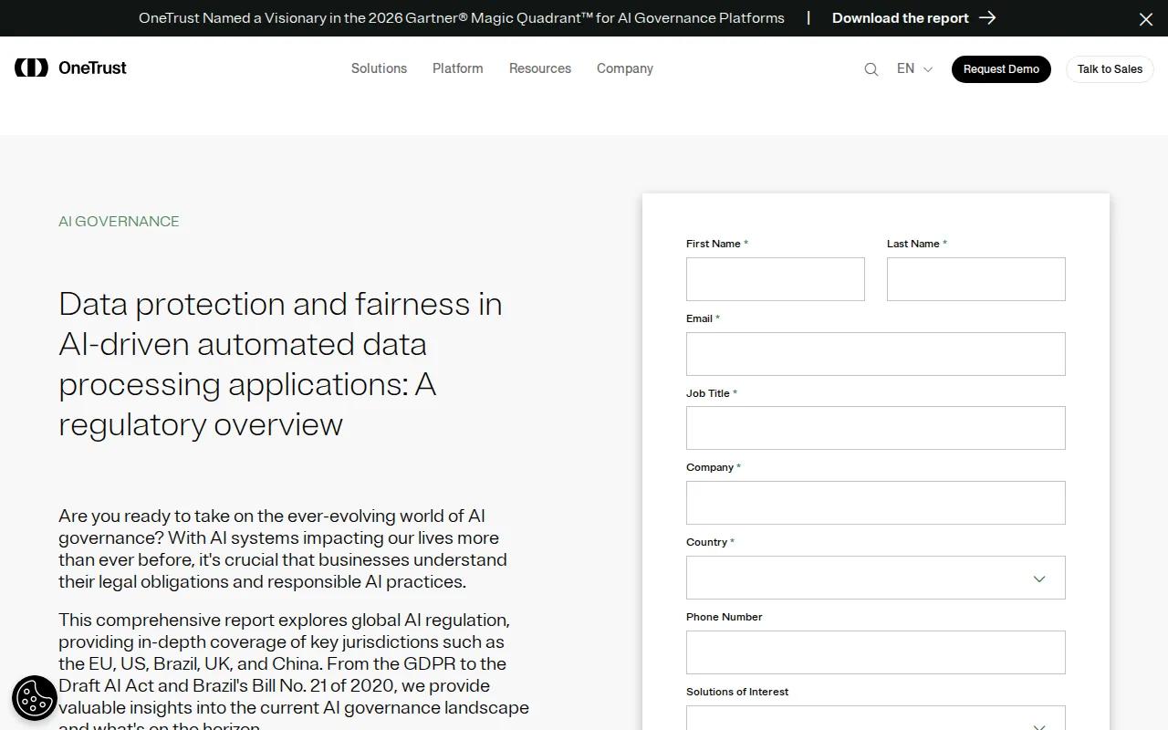 OneTrust: visual reference for 9. OneTrust — Enterprise‑grade consent & DPIA management for AI