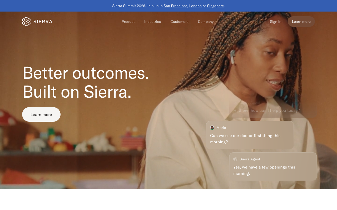 Screenshot of the Sierra website
