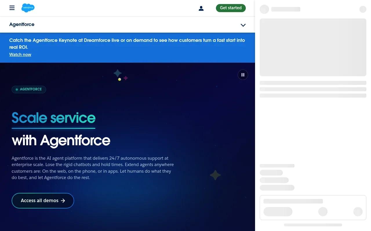 Screenshot of the Salesforce Agentforce website