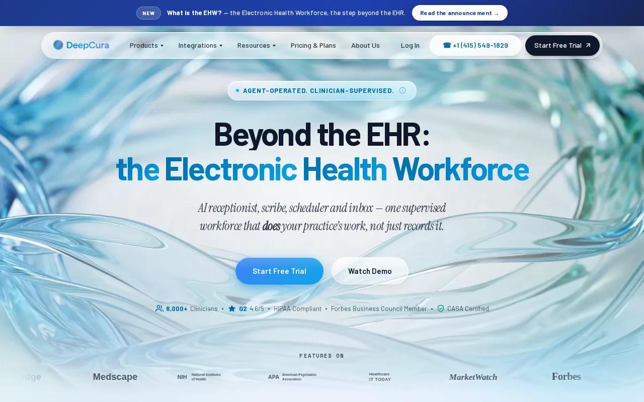 Screenshot of the DeepCura website
