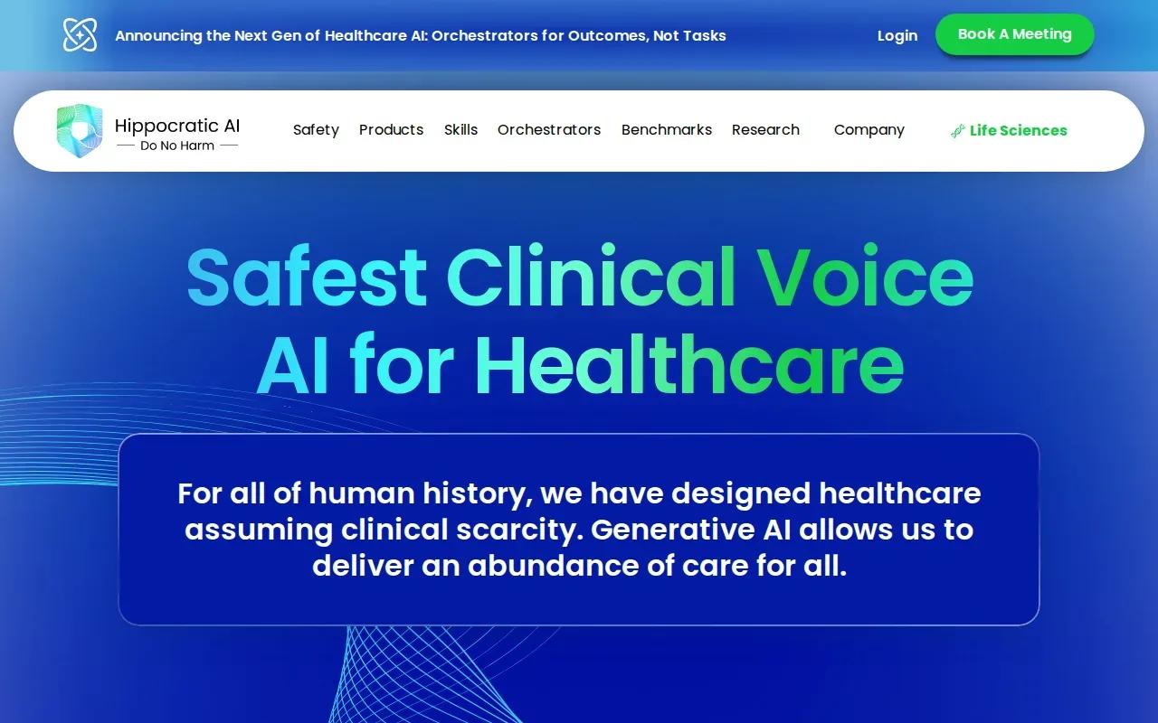 Screenshot of the Hippocratic AI website