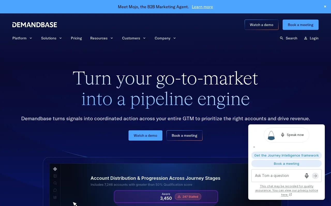 Screenshot of the Demandbase website