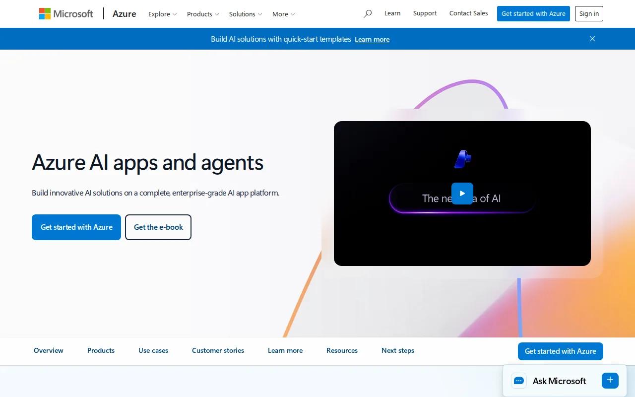 Screenshot of the Microsoft Azure AI website
