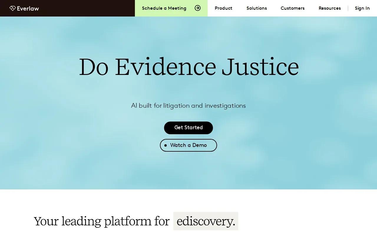 Screenshot of the Everlaw website
