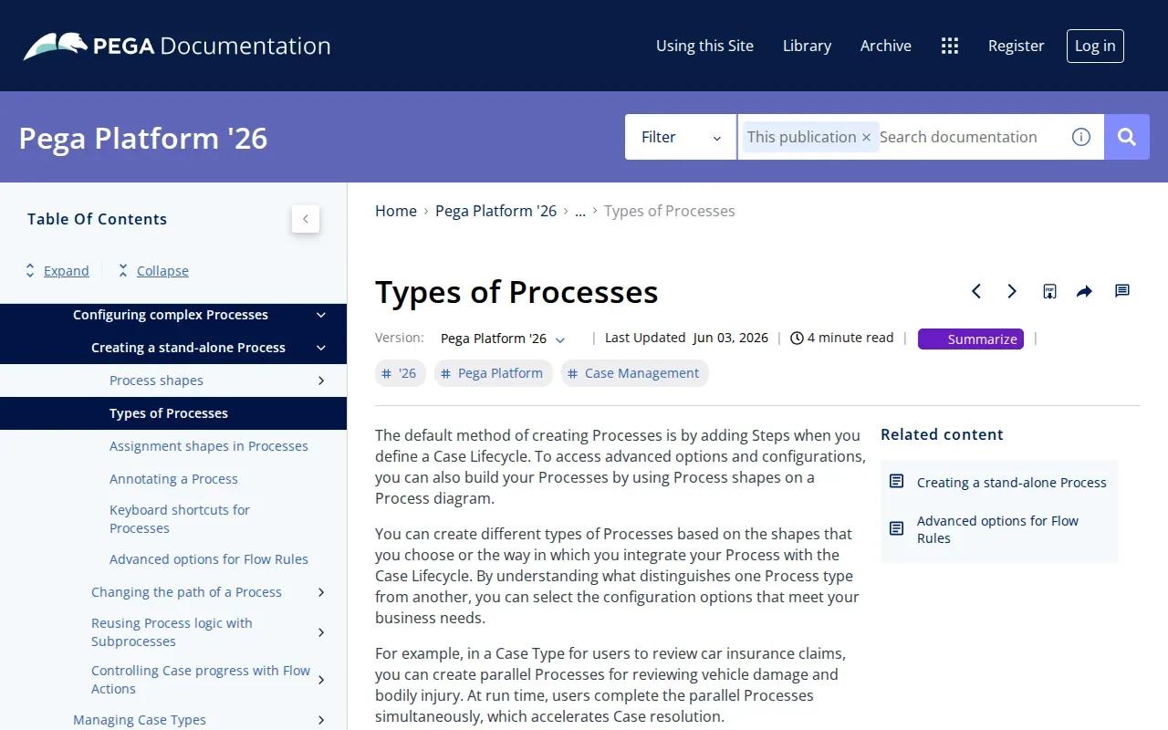 Screenshot of the Pega Platform website