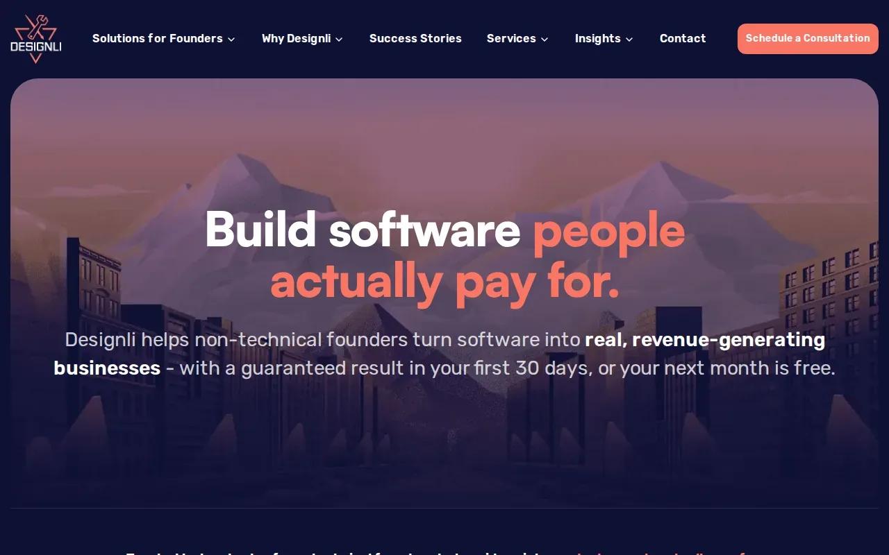 Screenshot of the Designli website
