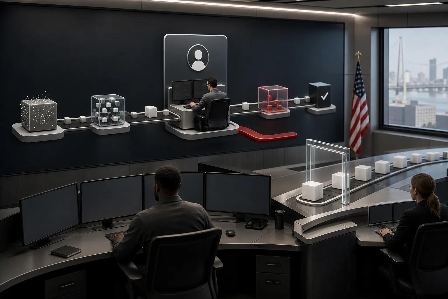 AI automation pilot results review and controlled scaling in a US operations room.