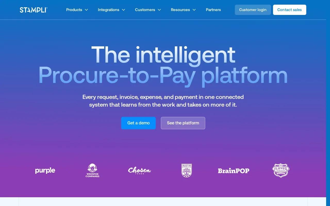 Screenshot of the Stampli website