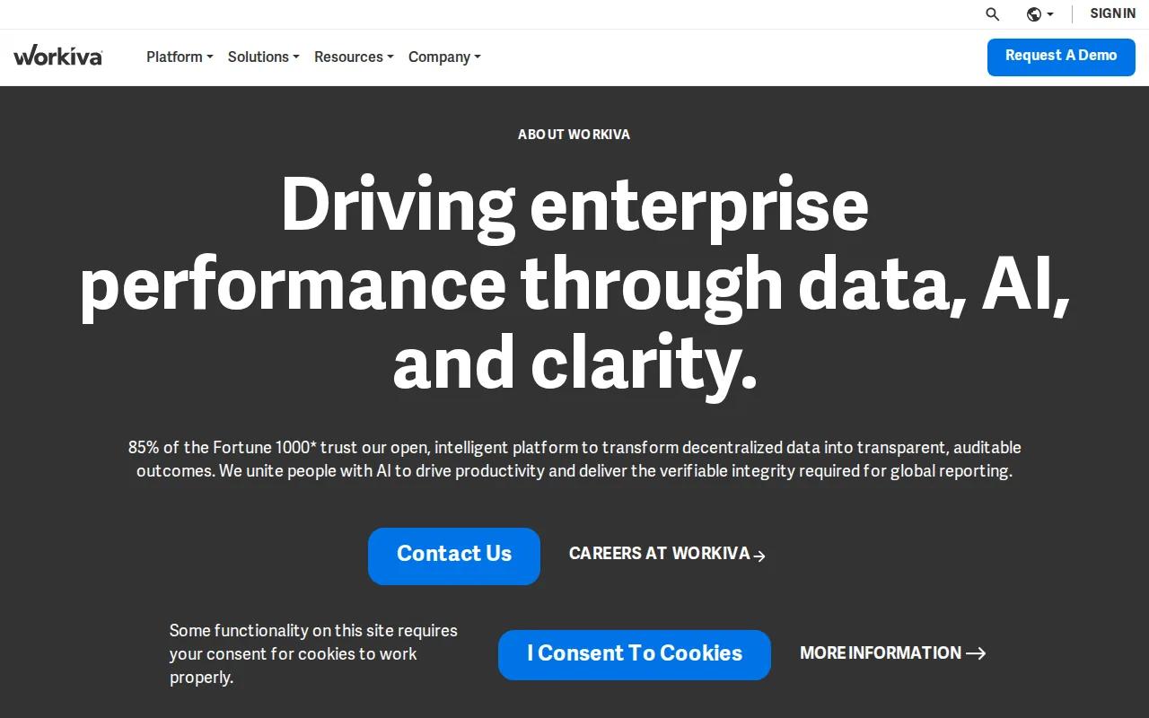 Screenshot of the Workiva website