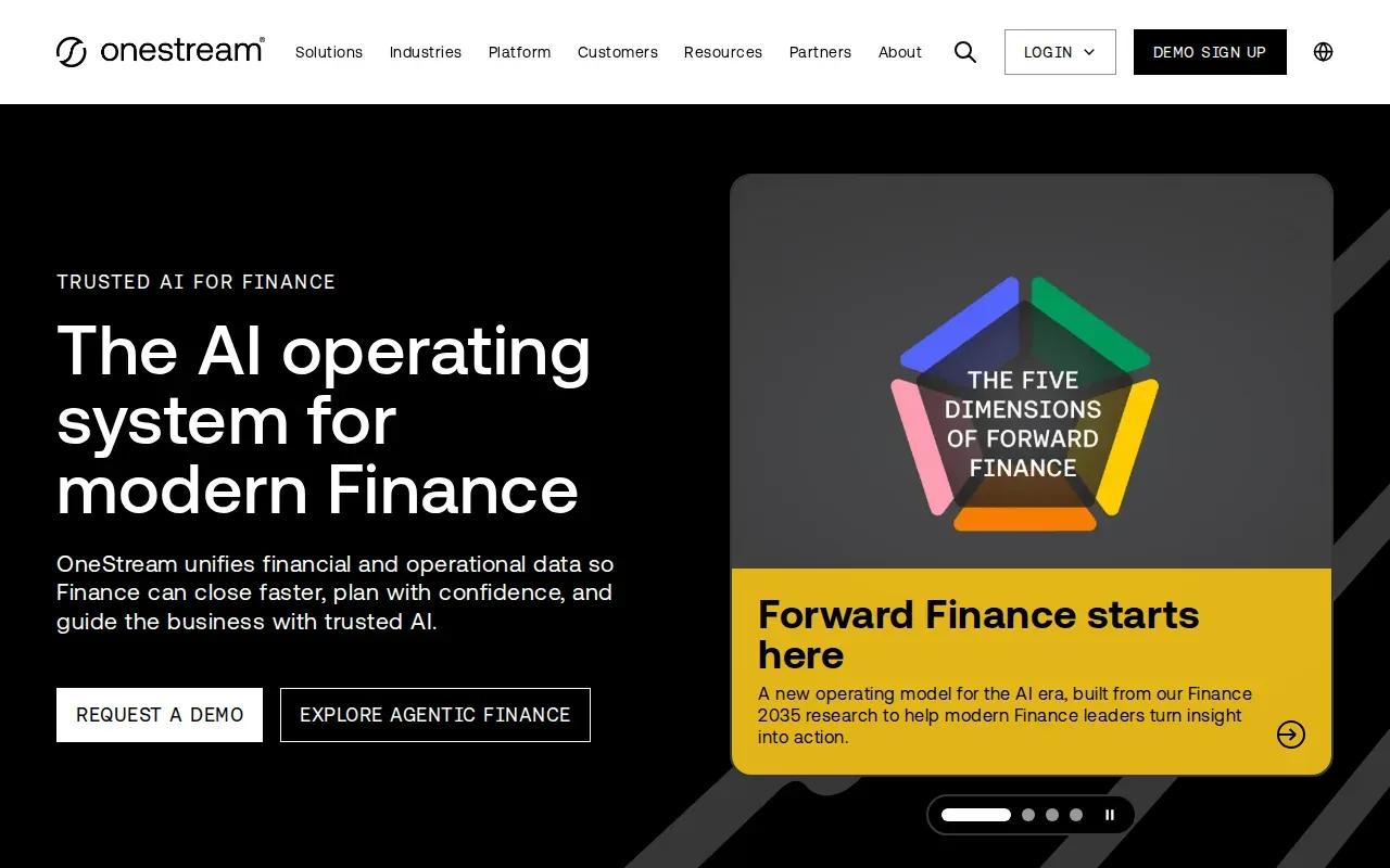 Screenshot of the OneStream website