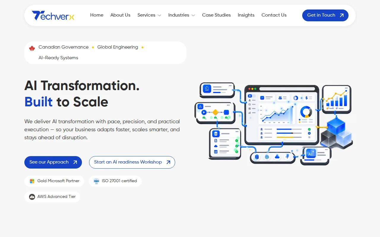 Screenshot of the Techverx website