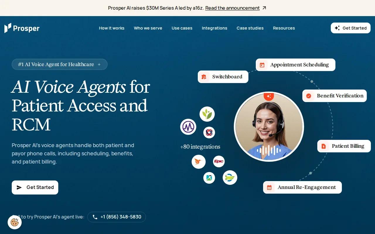Screenshot of the Prosper AI website