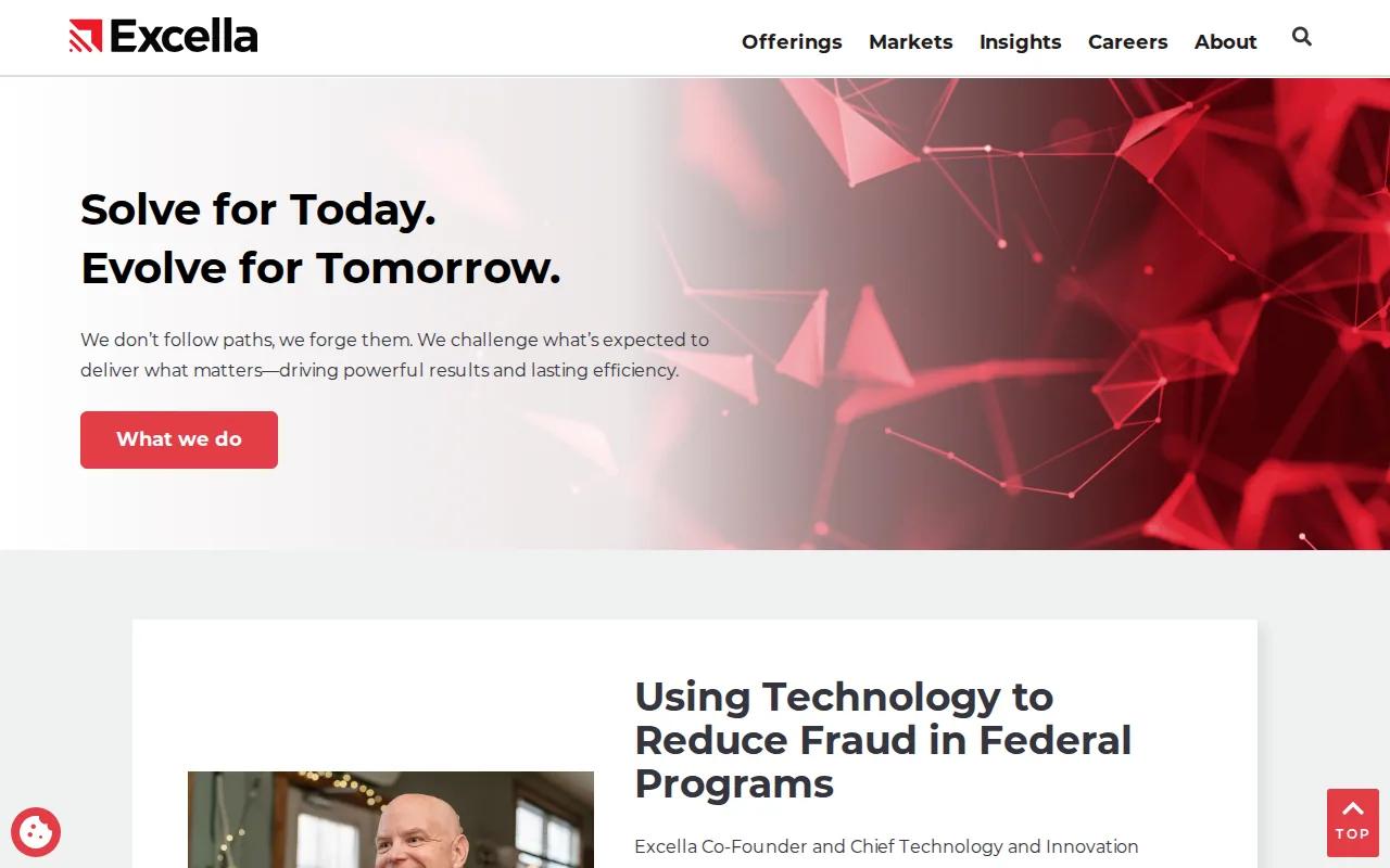 Screenshot of the Excella website