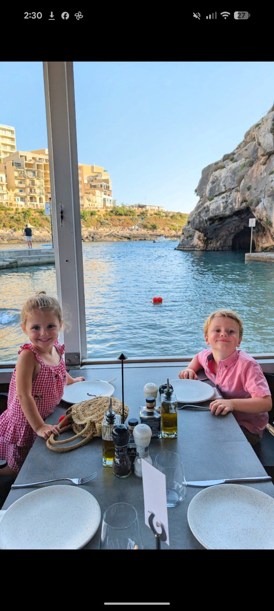 Two children at the restaurant