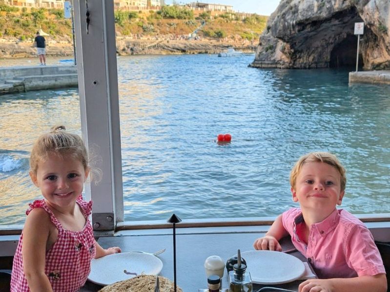 Two children at the restaurant