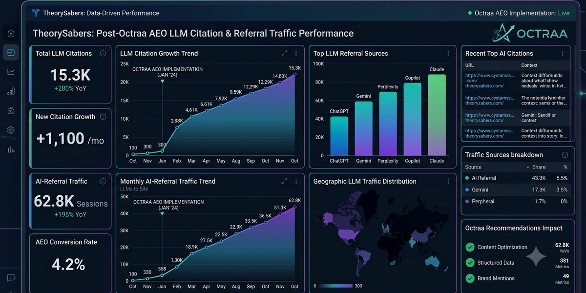 How TheorySabers Increased LLM-Sourced Traffic by 340% with Octraa's AEO Engine