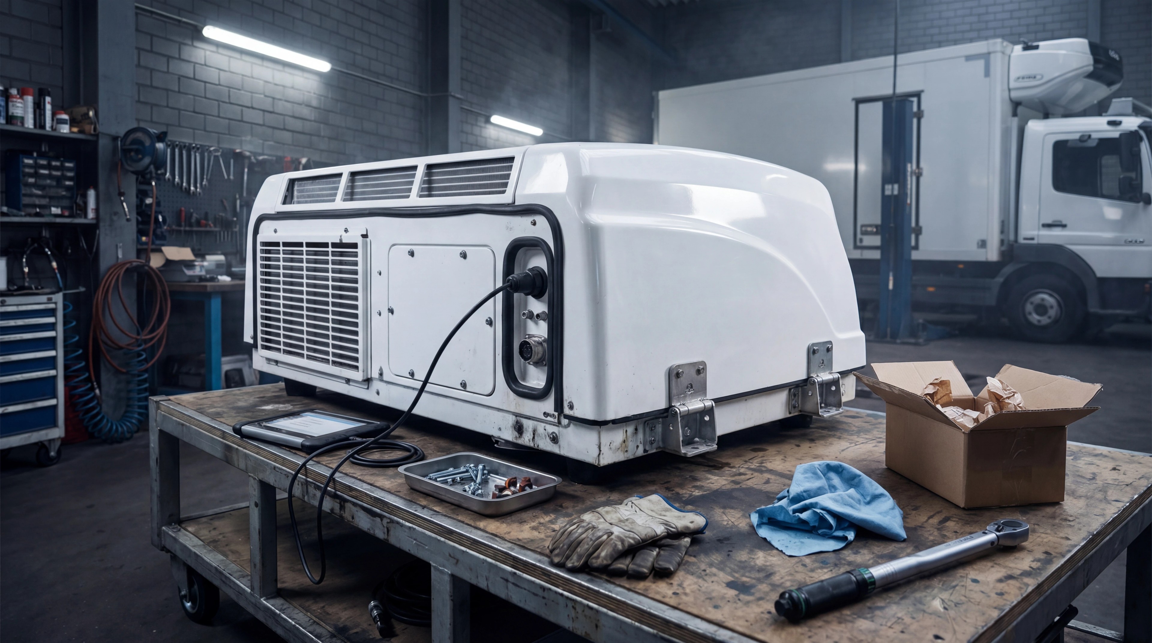 Gros plan d’un groupe frigorifique de toit TBV