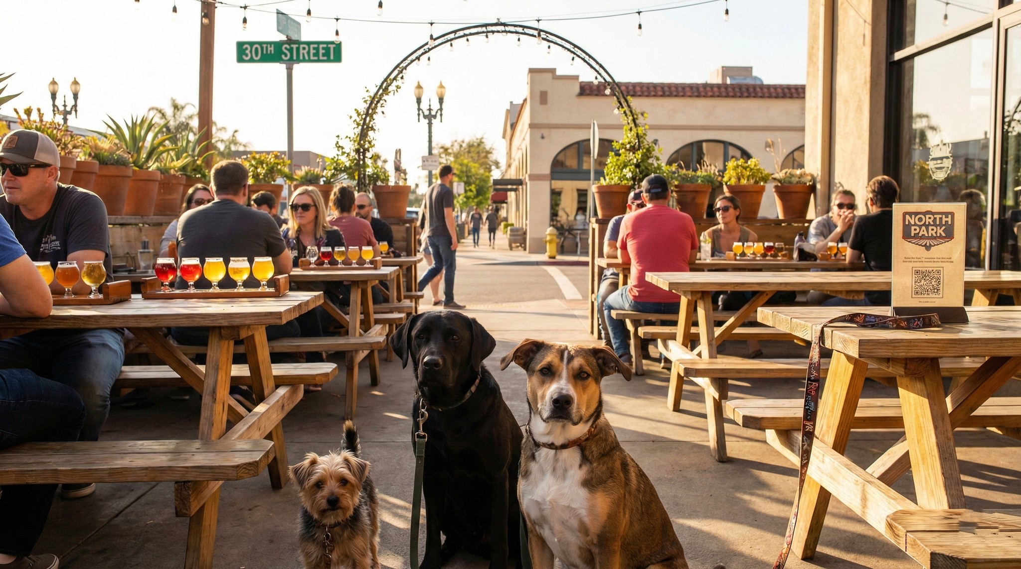 North Park brewery with dogs