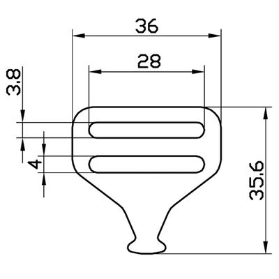 Plano acotado de la hebilla macho A825-19