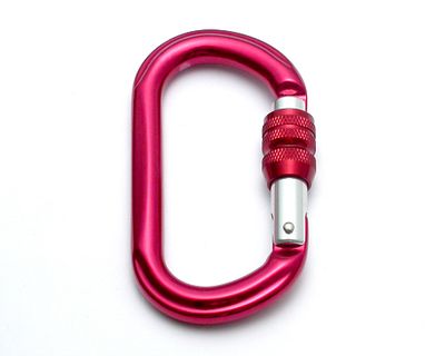 Mosquetón B611K de aluminio rosa con casquillo de rosca