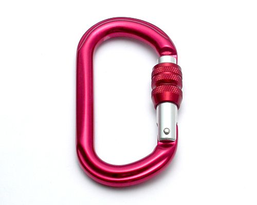 Pinkfarbener Aluminiumkarabiner B611K mit Schraubhülse
