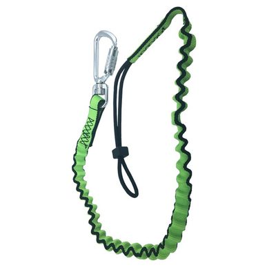 Grüne Werkzeugsicherungsleine HTE-1H-A204KTL mit Bungee und Aluminium-Wirbelhaken