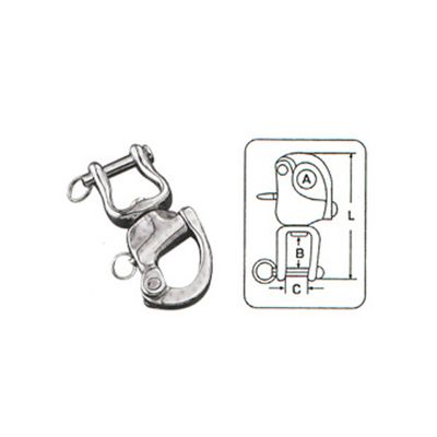 SS453 316 stainless steel key pin swivel snap shackle, photo with dimension drawing
