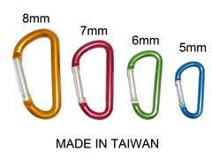 Kleine Schlüsselanhänger-Karabiner L-248 aus Aluminium in vier Größen von 8 mm bis 5 mm